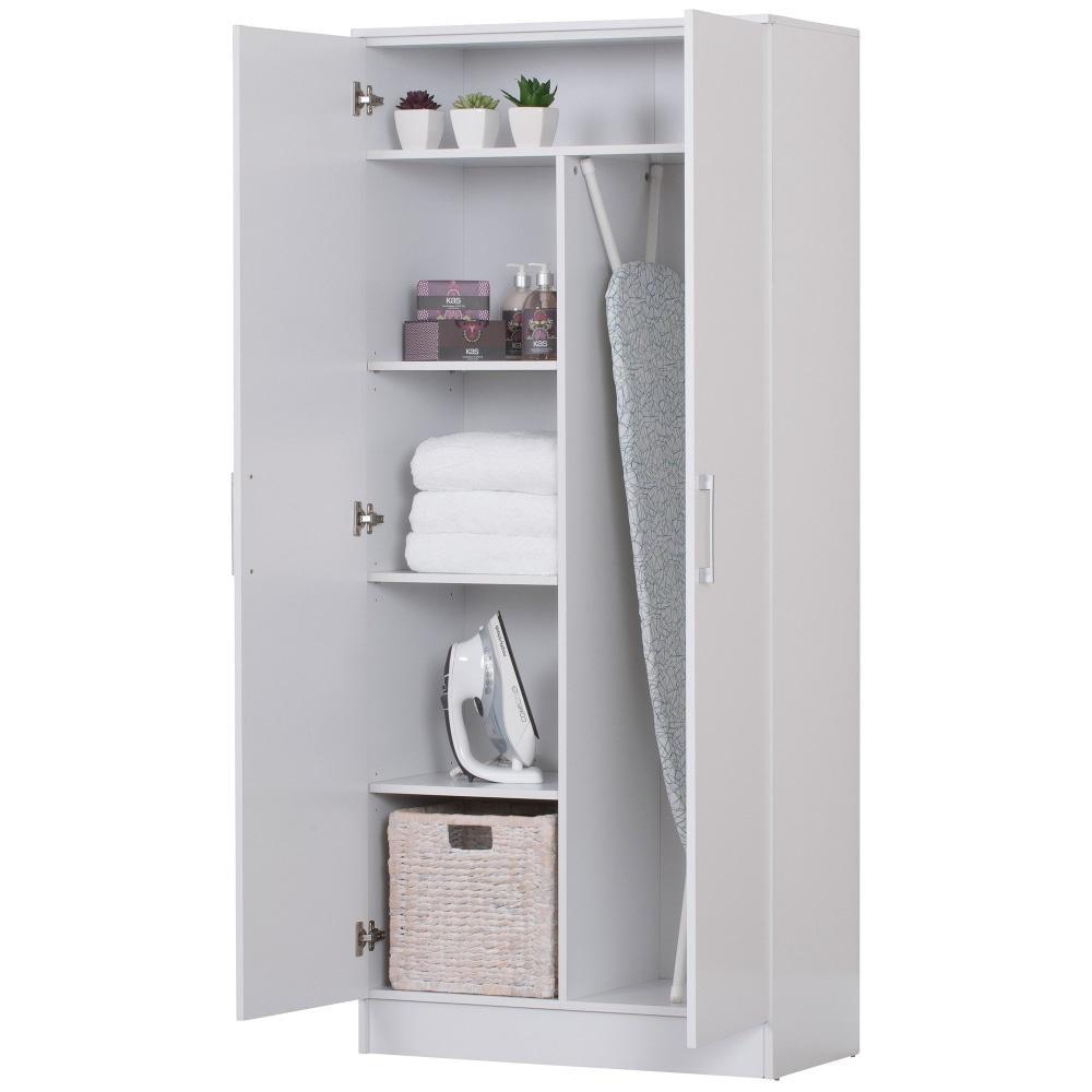 Nova 2-Door Multi-Purpose Broom Cleaning Cupboard Storage Cabinet - White Fast shipping On sale