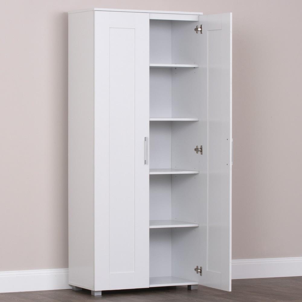Nova 2-Door Tall Cupboard Storage Cabinet - White Fast shipping On sale