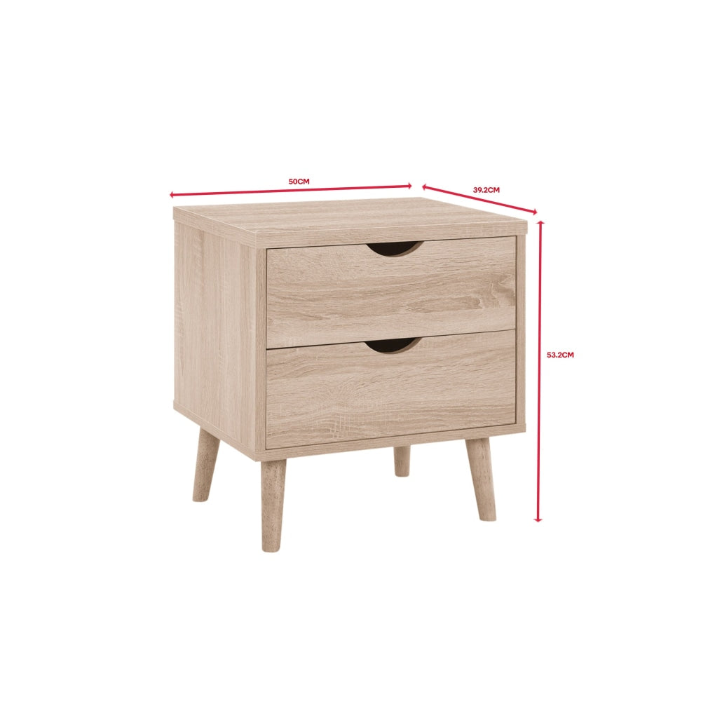 Nyhavn Collection 2 Drawer Bedside Nightstand Side Table - Oak Fast shipping On sale