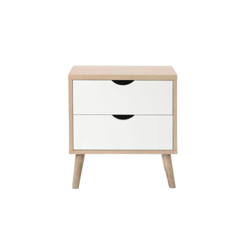 Nyhavn Collection Chest of 2 Drawer Bedside Nightstand Side Table - White/Oak White Fast shipping On sale
