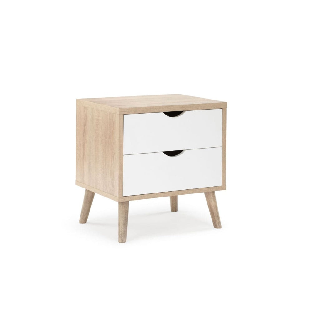 Nyhavn Collection Chest of 2 Drawer Bedside Nightstand Side Table - White/Oak White Fast shipping On sale