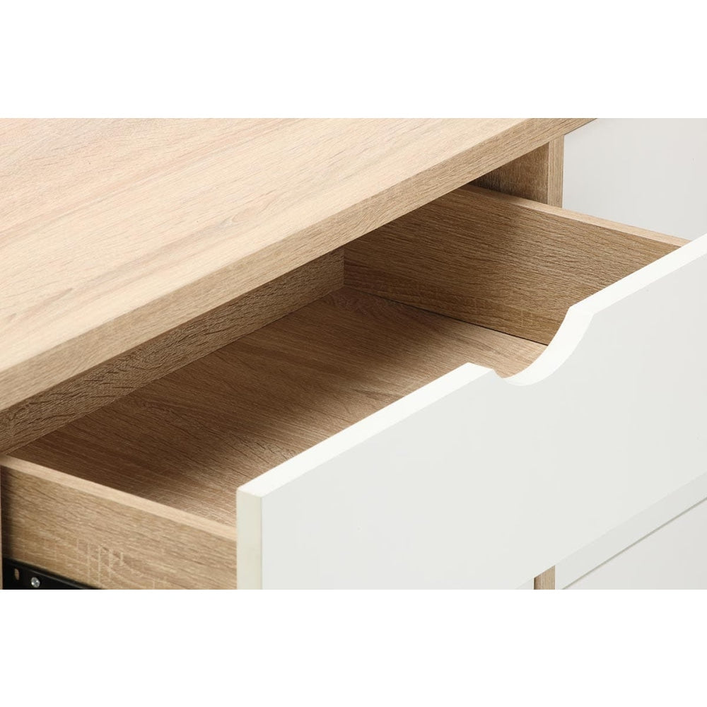 Nyhavn Modern Wooden Chest of 6-Drawers Dresser Storage Cabinet - White/Oak White Of Drawers Fast shipping On sale