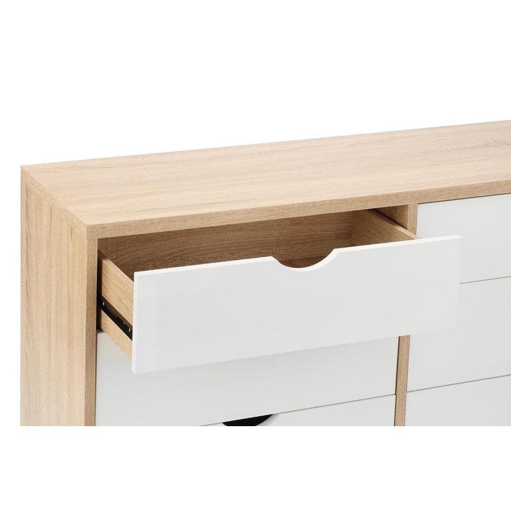 Nyhavn Modern Wooden Chest of 6-Drawers Dresser Storage Cabinet - White/Oak White Of Drawers Fast shipping On sale