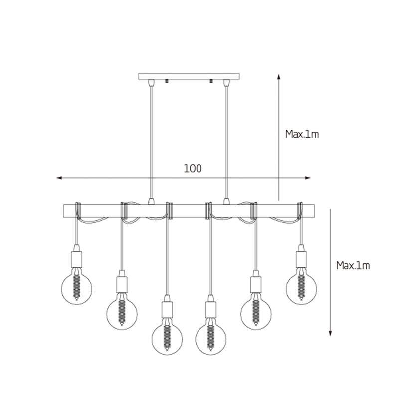 Oakley 6 Lights Industrial Wooden Hanging Pendant Lamp - Natural Timber Fast shipping On sale