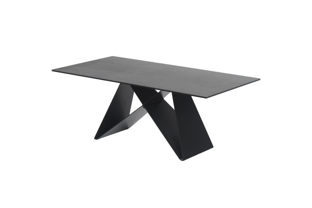 Odette Rectangular Coffee Table - Black Metal Frame - Shadow Grey Ceramic Fast shipping On sale