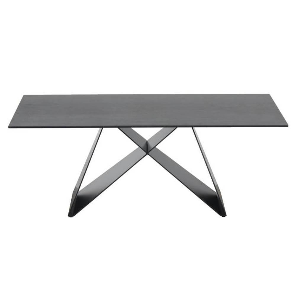 Odette Rectangular Coffee Table - Black Metal Frame - Shadow Grey Ceramic Fast shipping On sale