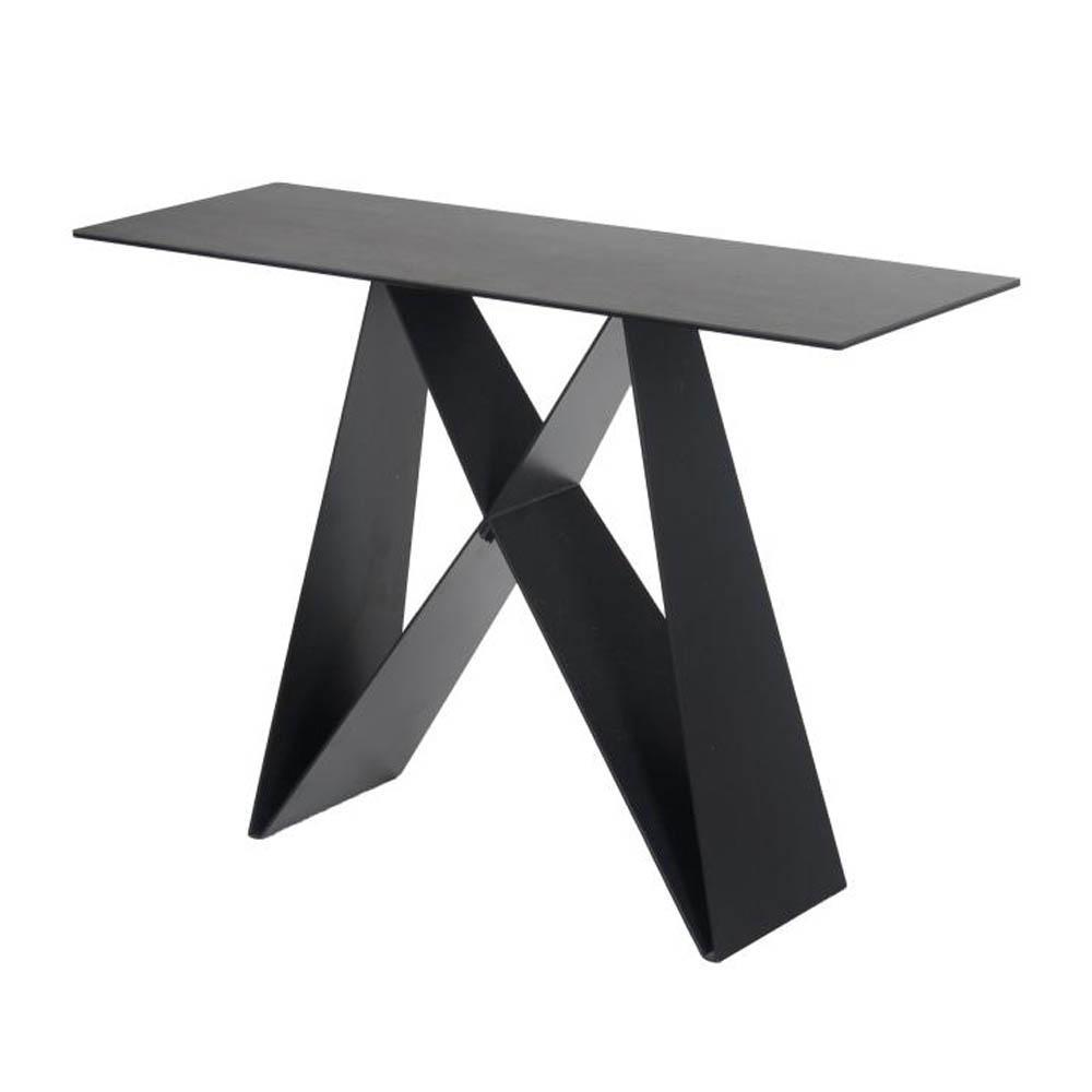 Odette Rectangular Console Hall Table - Black Metal Frame - Shadow Grey Ceramic Fast shipping On sale