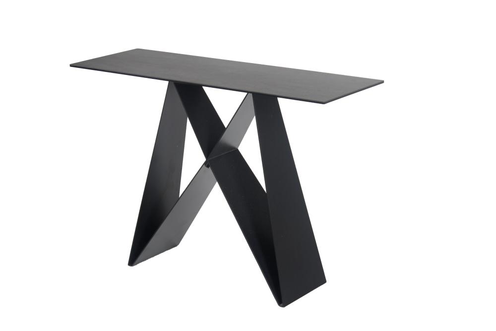 Odette Rectangular Console Hall Table - Black Metal Frame - Shadow Grey Ceramic Fast shipping On sale