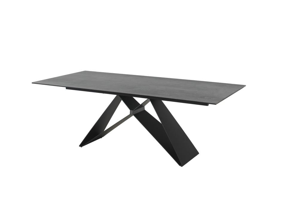 Odette Rectangular Dining Table 210cm - Black Metal Frame - Shadow Grey Ceramic Fast shipping On sale
