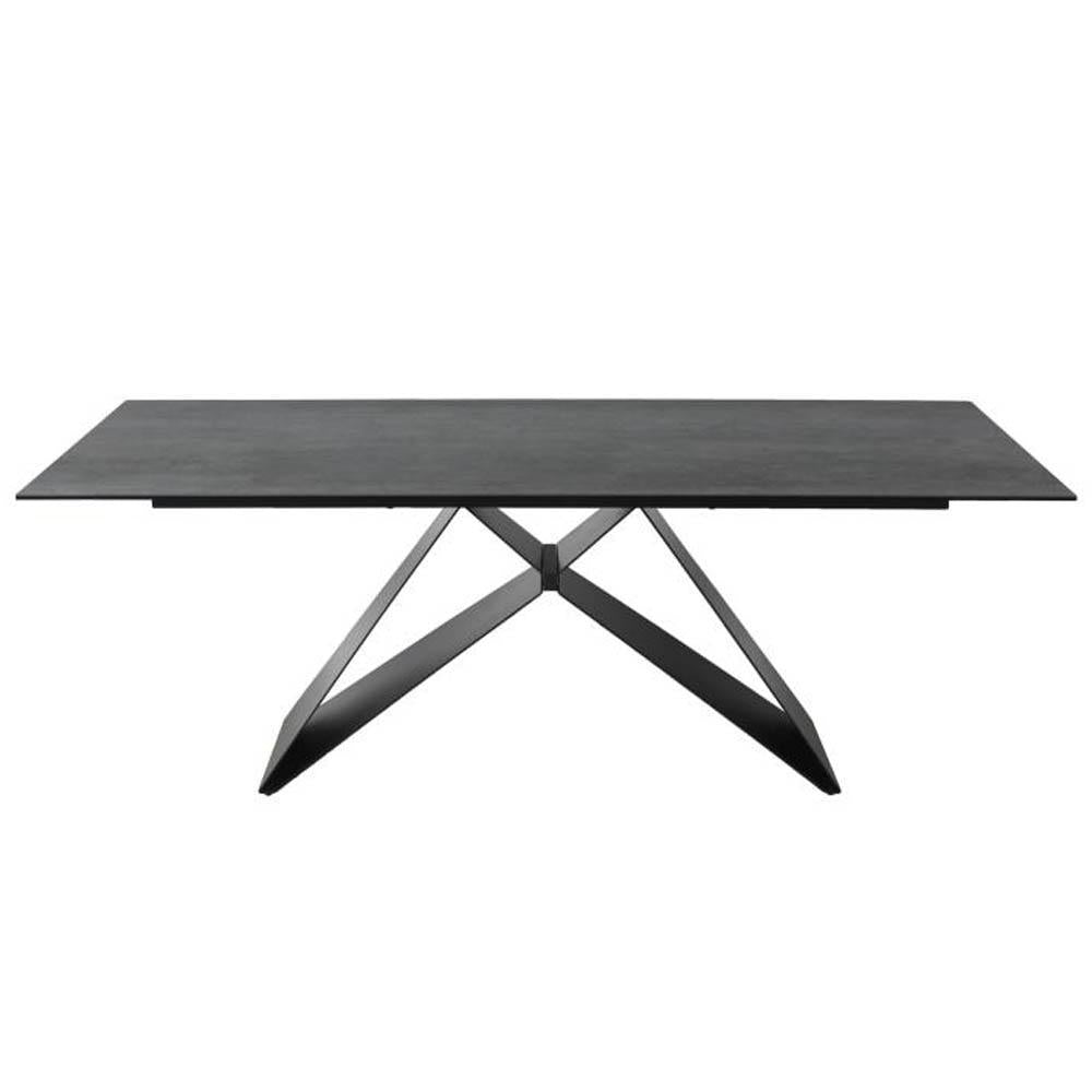 Odette Rectangular Dining Table 210cm - Black Metal Frame - Shadow Grey Ceramic Fast shipping On sale