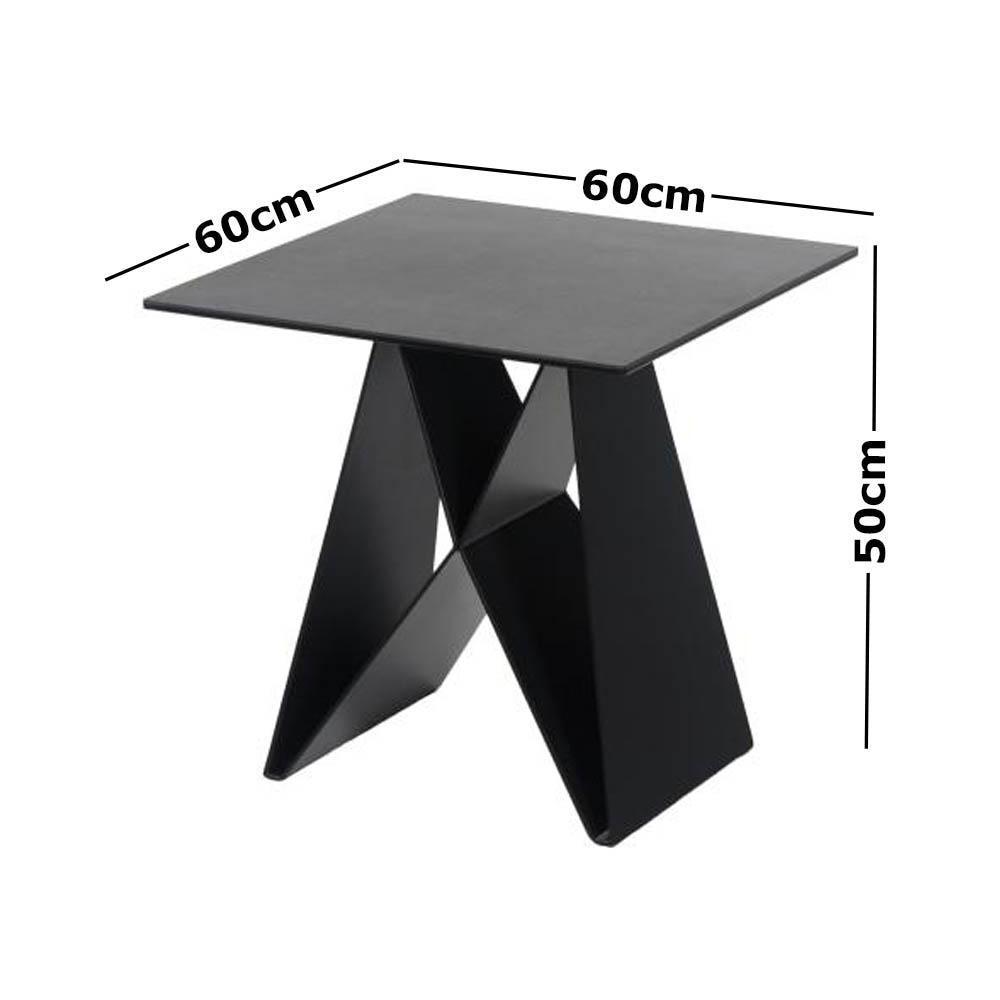 Odette Rectangular Side Table - Black Metal Frame - Shadow Grey Ceramic Fast shipping On sale