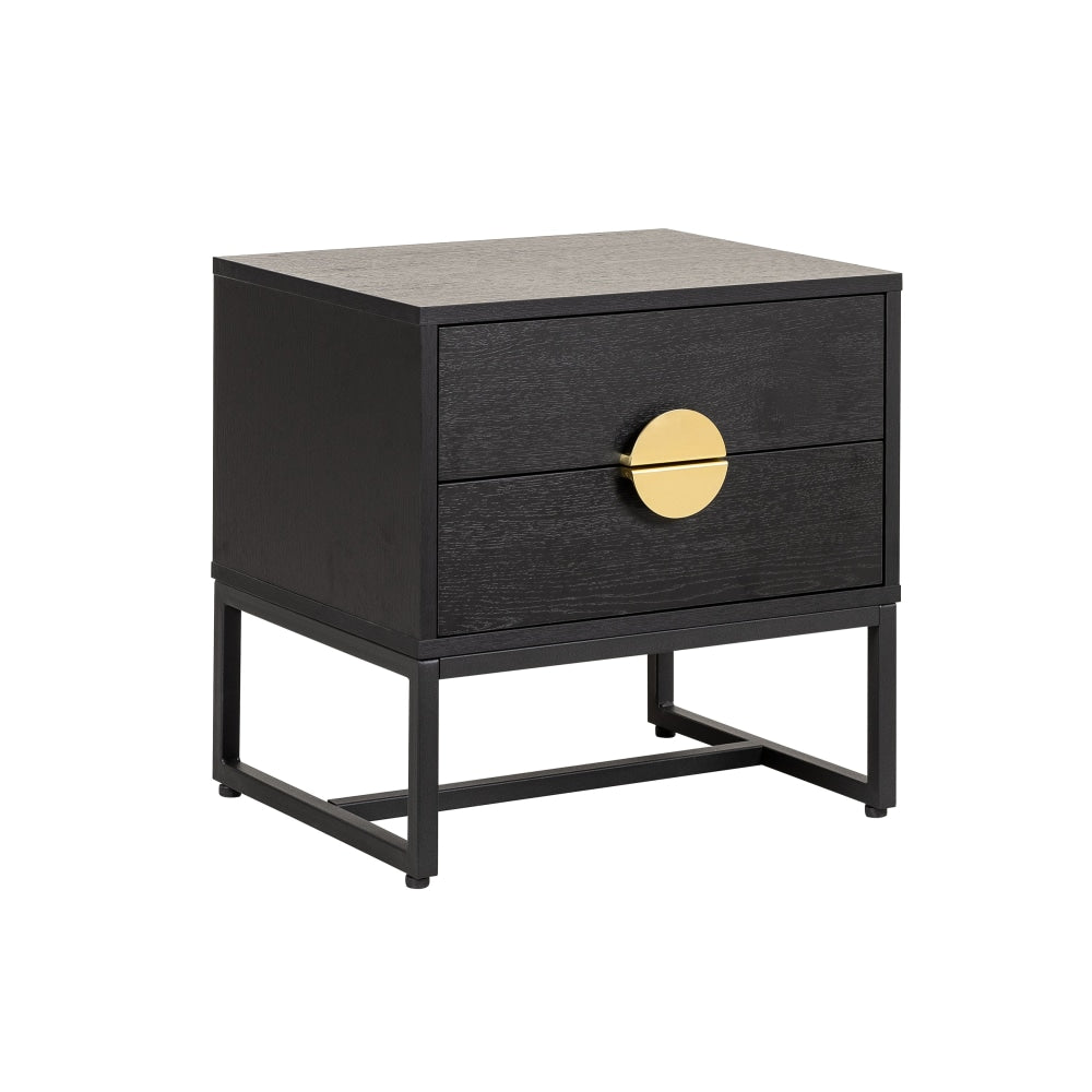 Odin Bedside Nightstand Side Table W/ 2-Drawers BlackHandle Fast shipping On sale