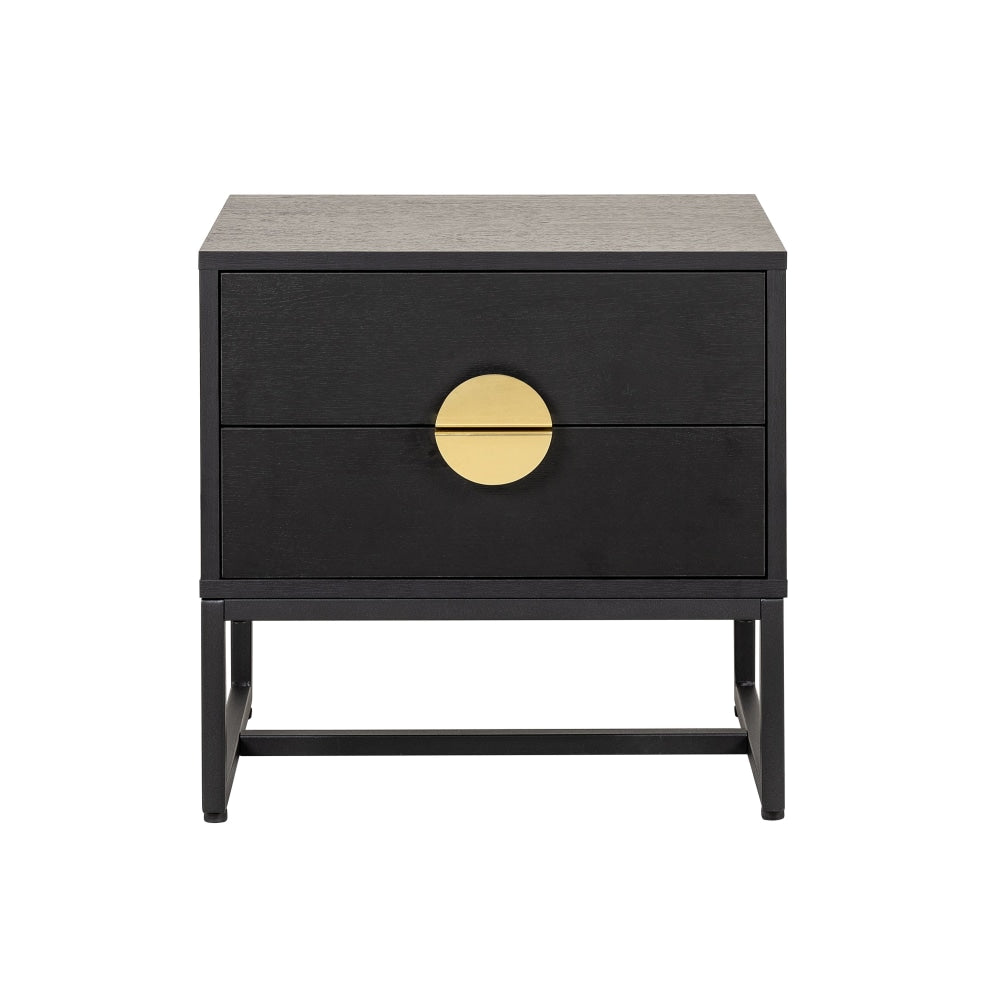 Odin Bedside Nightstand Side Table W/ 2-Drawers BlackHandle Fast shipping On sale