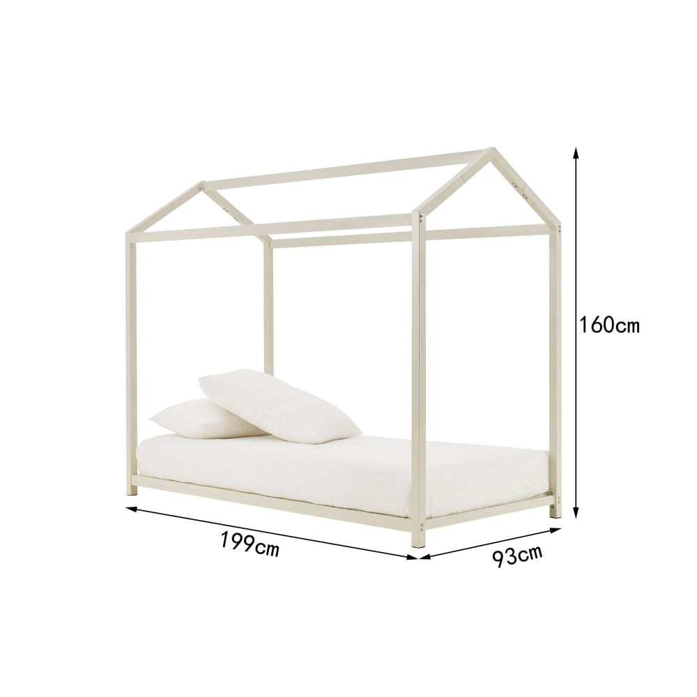 Ohio Children Kids House Shape Metal Bed Frame - White Furniture Fast shipping On sale