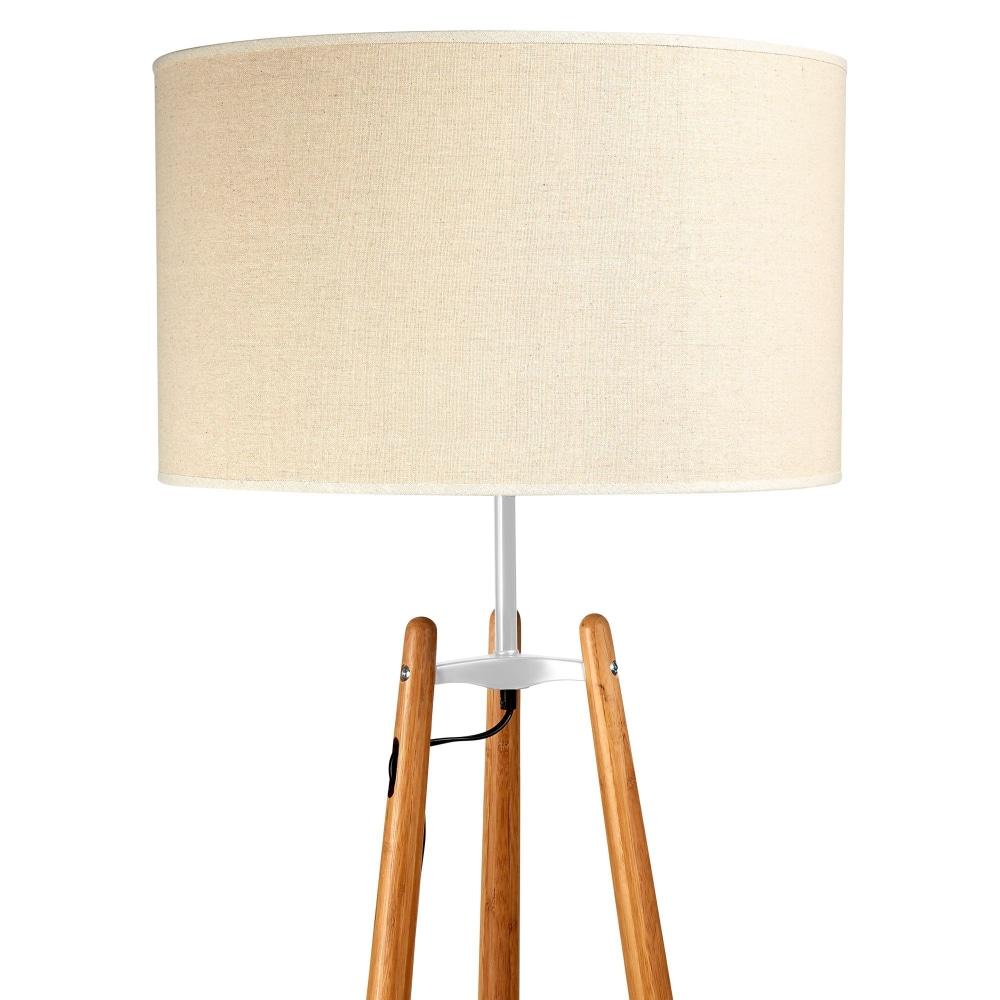 Olly Classic Wooden Tripod Floor Lamp Fabric Shade - Natural Fast shipping On sale