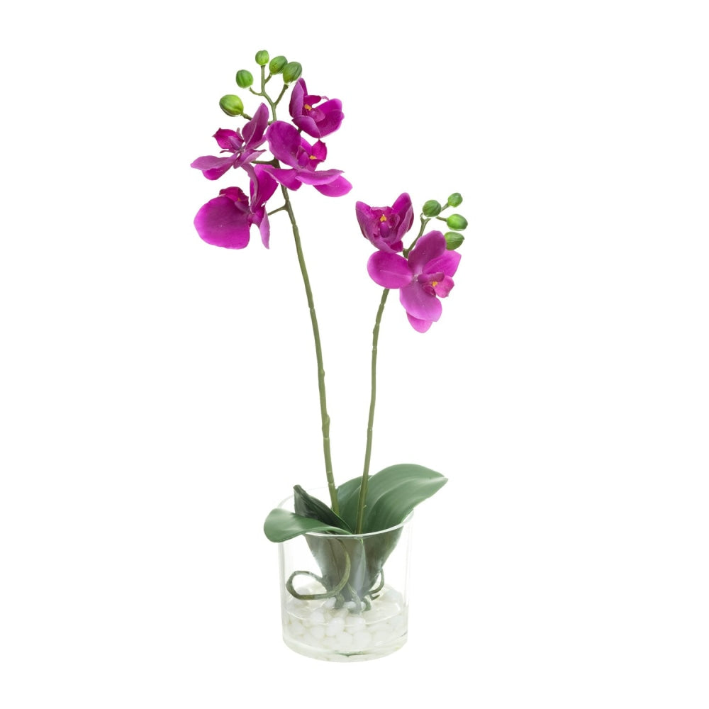 Orchid Spray Artificial Fake Plant Decorative Arrangement 40cm In Glass - Mauve Fast shipping On sale