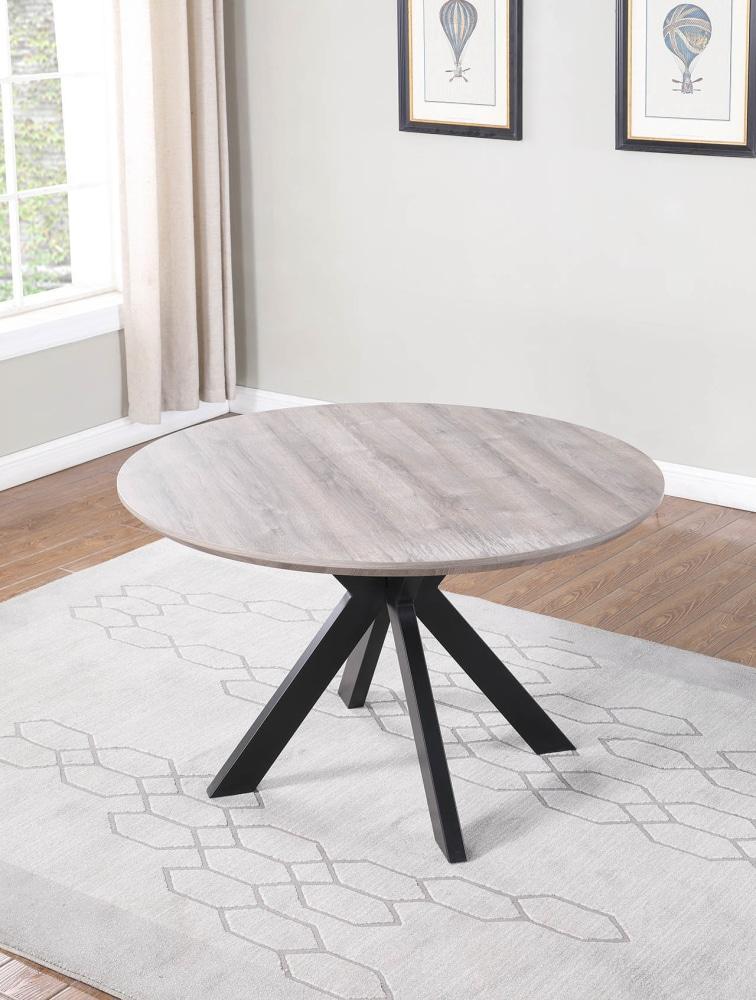Oriel Round Dining Table 120cm - Black Metal Frame - Grey Oak Fast shipping On sale