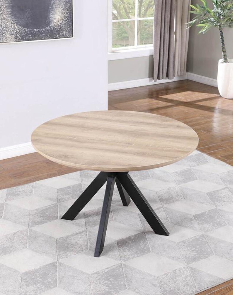 Oriel Round Dining Table 120cm - Black Metal Frame - Oak Sonoma Fast shipping On sale