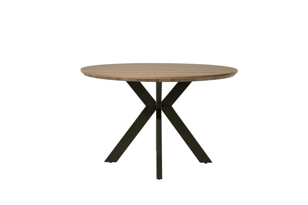 Oriel Round Dining Table 120cm - Black Metal Frame - Oak Sonoma Fast shipping On sale