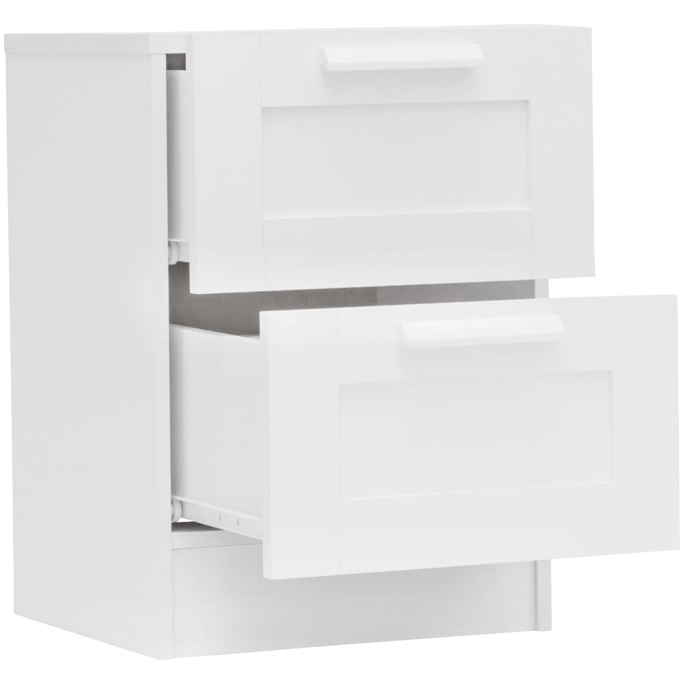 Orion 2-Drawer Bedside Nightstand Side Table - Ivory White Fast shipping On sale