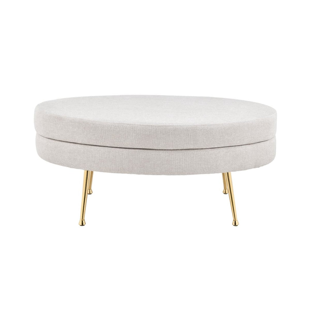 Oscar Luxurious Plush Linen Fabric Ottoman Bench Foot Stool Large - Beige / Natural Fast shipping On sale