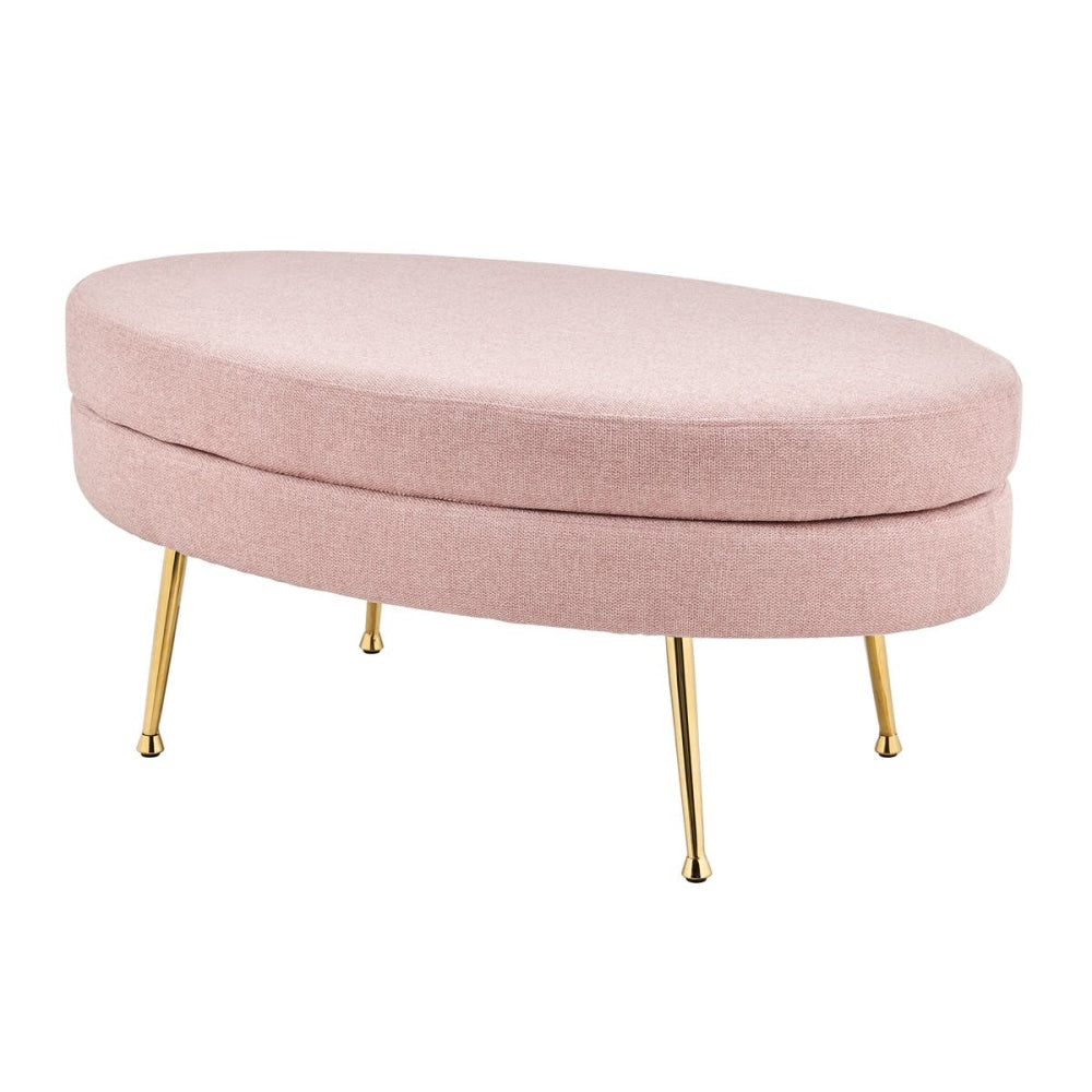 Oscar Luxurious Plush Linen Fabric Ottoman Bench Foot Stool Large - Blush / Fast shipping On sale