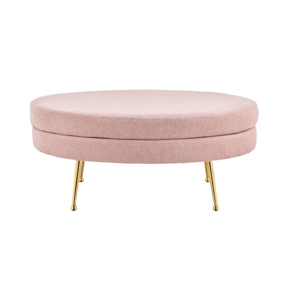 Oscar Luxurious Plush Linen Fabric Ottoman Bench Foot Stool Large - Blush / Fast shipping On sale