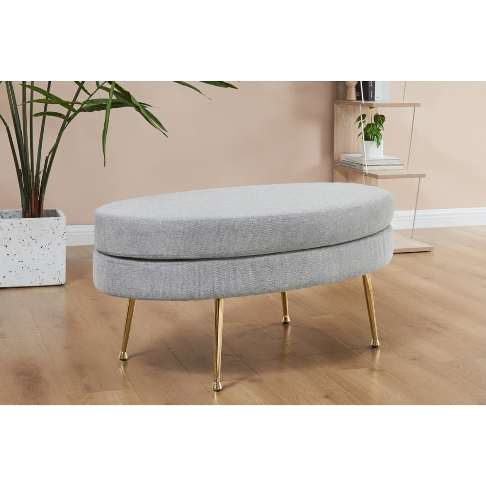 Oscar Luxurious Plush Linen Fabric Ottoman Bench Foot Stool Large - Light Grey / Fast shipping On sale