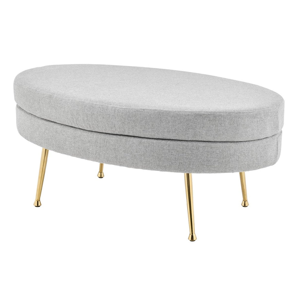 Oscar Luxurious Plush Linen Fabric Ottoman Bench Foot Stool Large - Light Grey / Fast shipping On sale