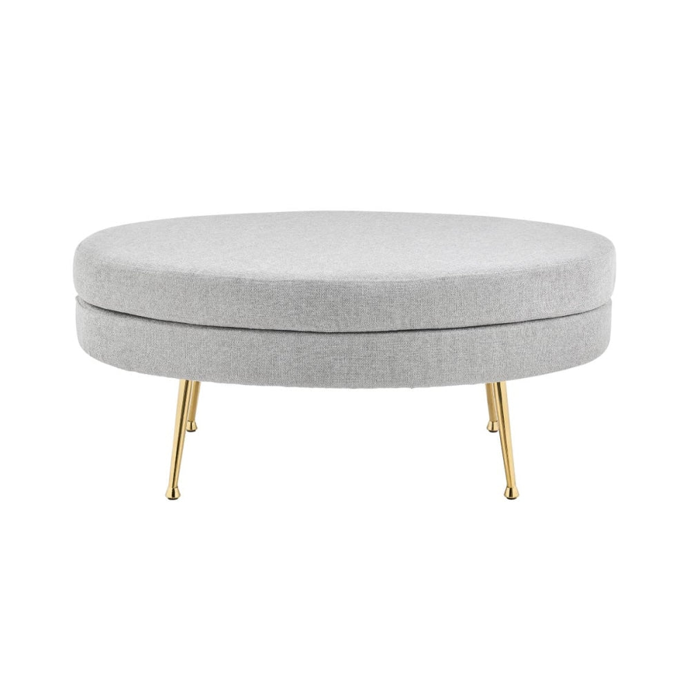 Oscar Luxurious Plush Linen Fabric Ottoman Bench Foot Stool Large - Light Grey / Fast shipping On sale