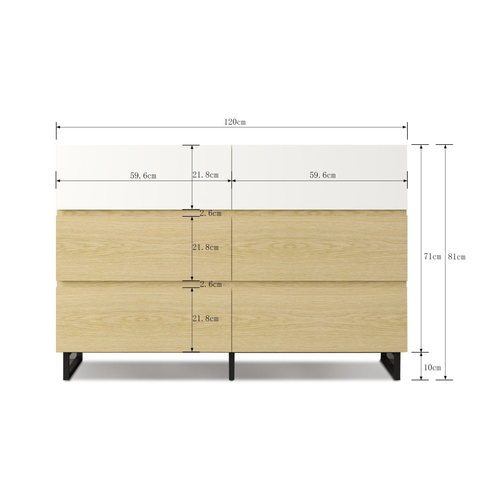 Otis Dresser Chest of 6-Drawers Storage Cabinet - Oak/White Of Drawers Fast shipping On sale