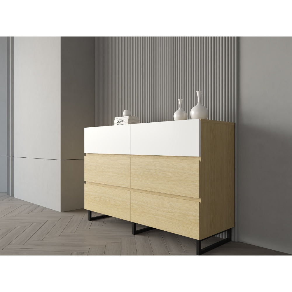 Otis Dresser Chest of 6-Drawers Storage Cabinet - Oak/White Of Drawers Fast shipping On sale