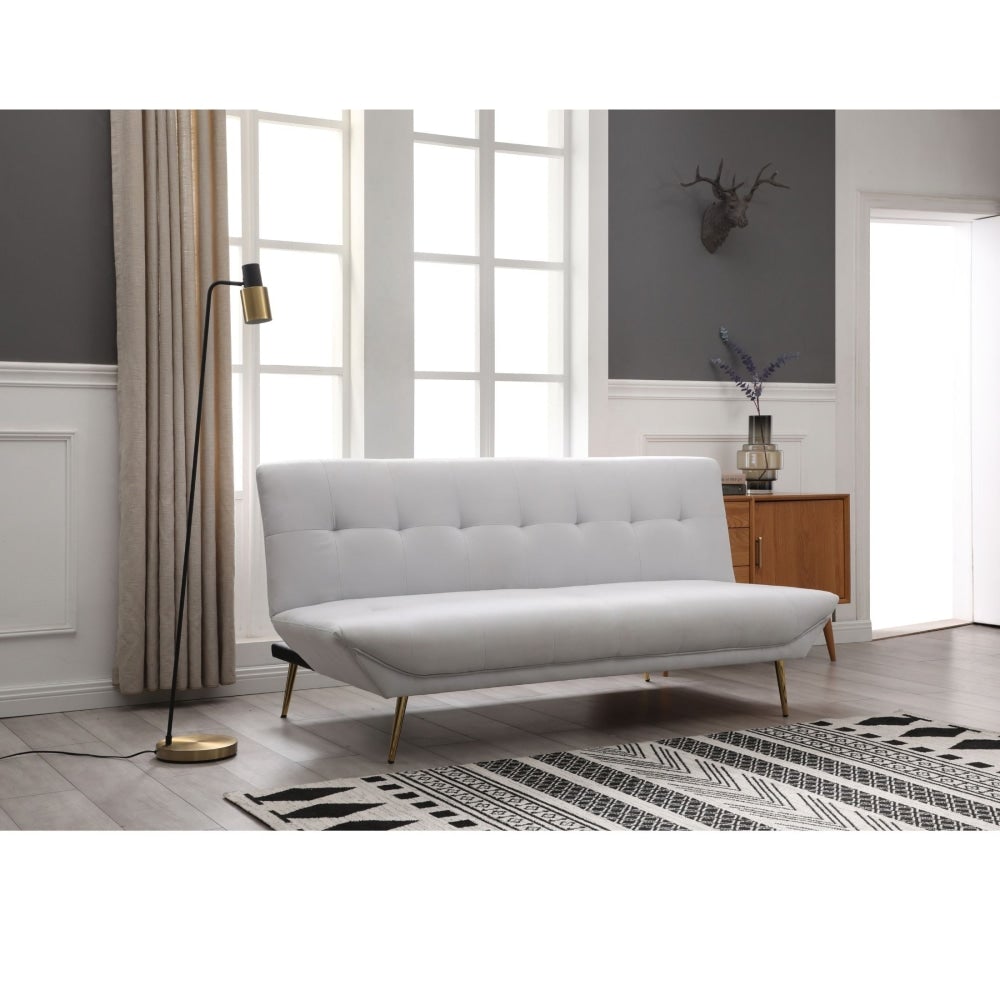 Designer Modern 3 - Seater Fabric Sofa Bed Metal Legs - Light Grey Fast shipping On sale