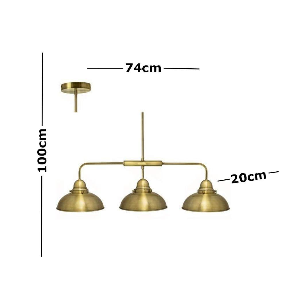 Oxford 3 Lights Hanging Pendant Lamp - Weathered Brass Fast shipping On sale