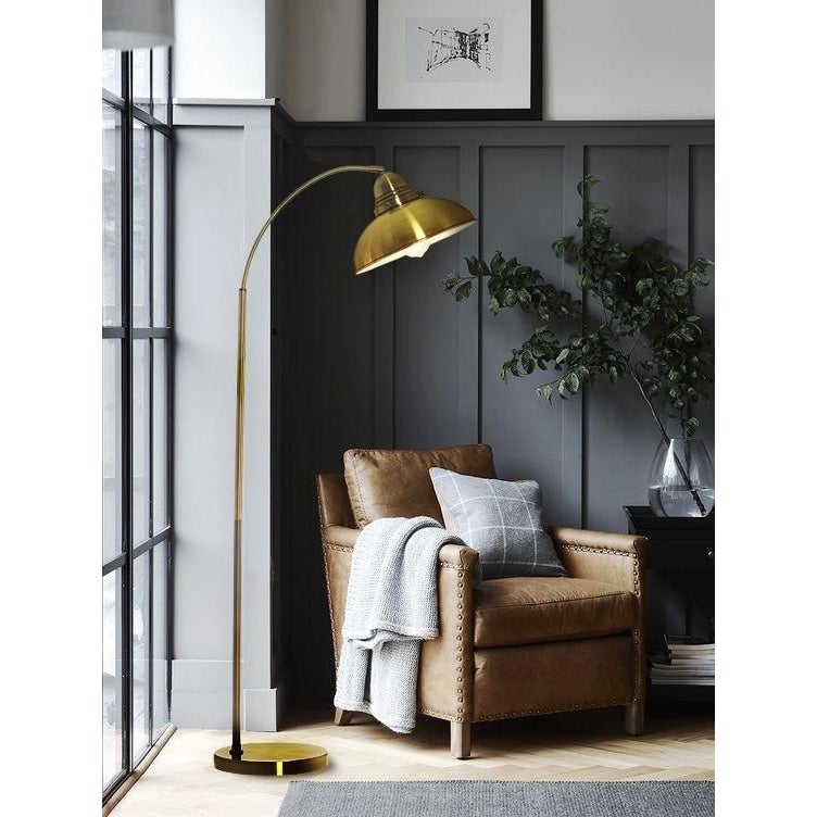 Oxford Modern Scandinavian Curved Arc Metal Standing Floor Lamp - Weathered Brass Fast shipping On sale