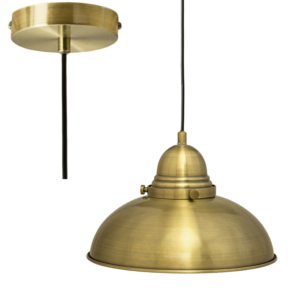 Oxford Single Large Hanging Pendant Lamp - Weathered Brass Fast shipping On sale