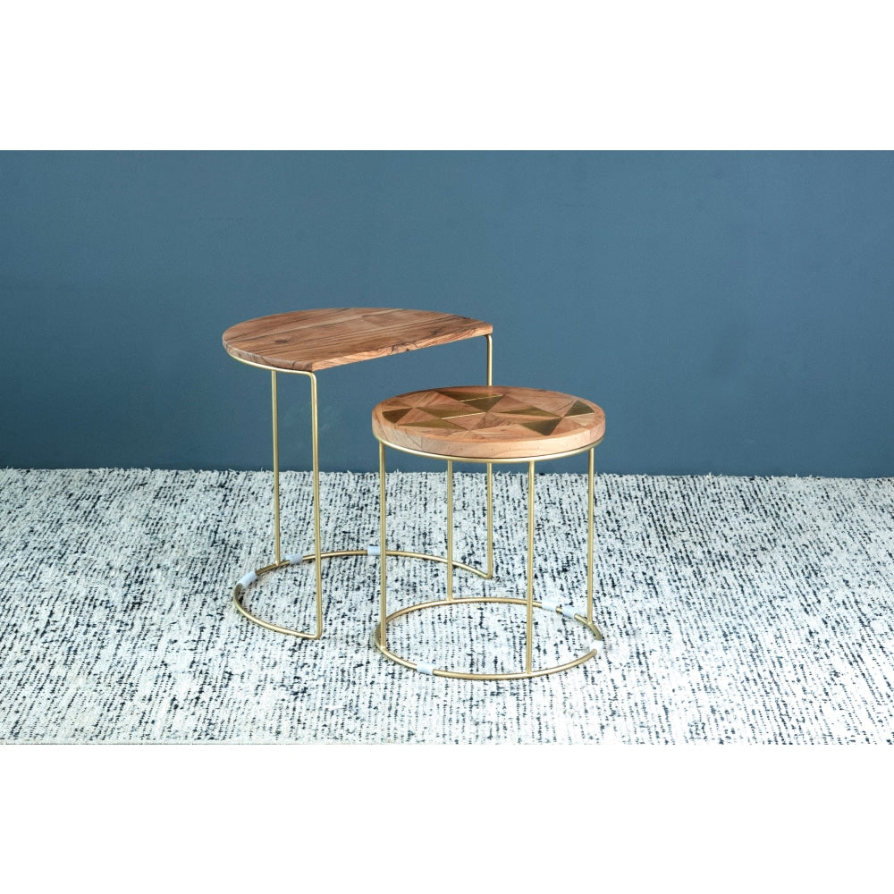 Pablo Brass Inlay Nested End Lamp Side Tables Table Fast shipping On sale