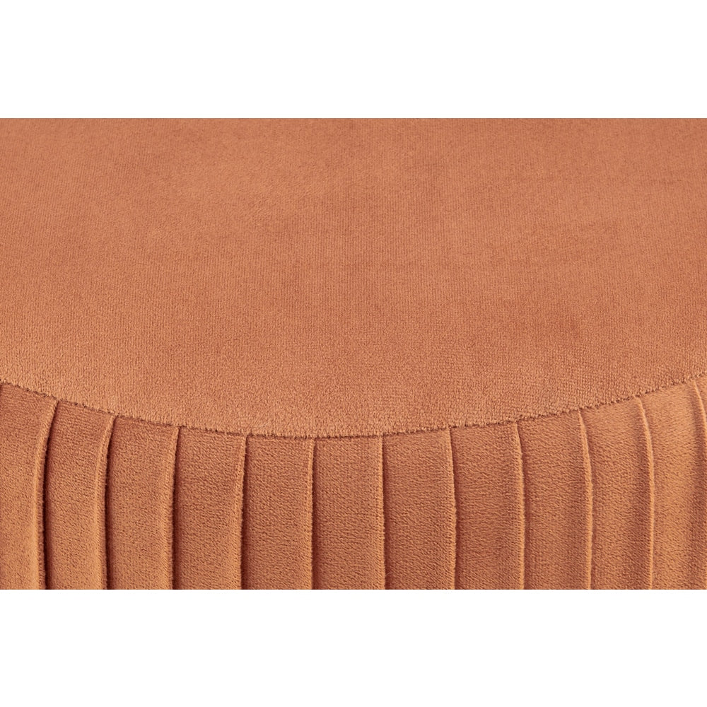 Panama Pleated Velvet Fabric Ottoman Bench Foot Stool - Copper Fast shipping On sale