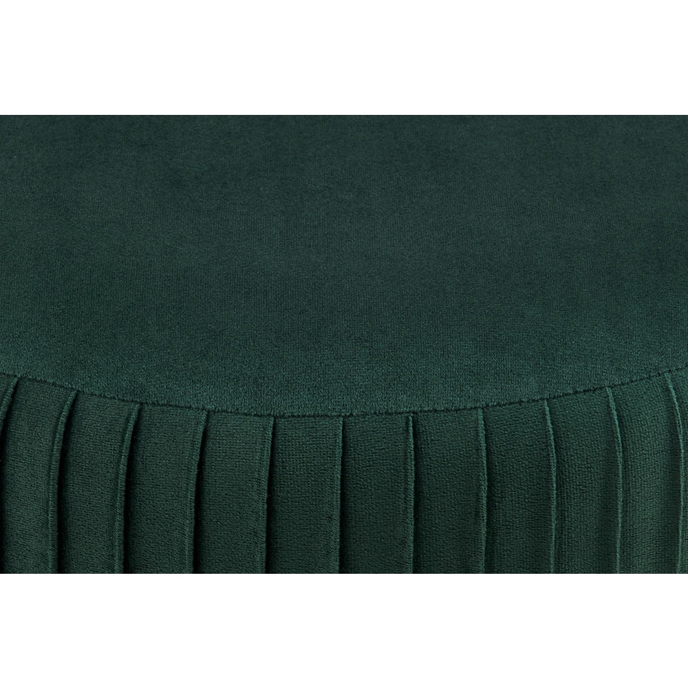 Panama Pleated Velvet Fabric Ottoman Bench Foot Stool - Forest Green Fast shipping On sale