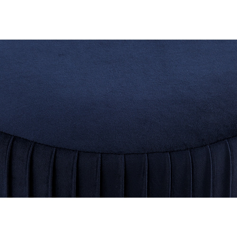 Panama Pleated Velvet Fabric Ottoman Bench Foot Stool - Navy Fast shipping On sale