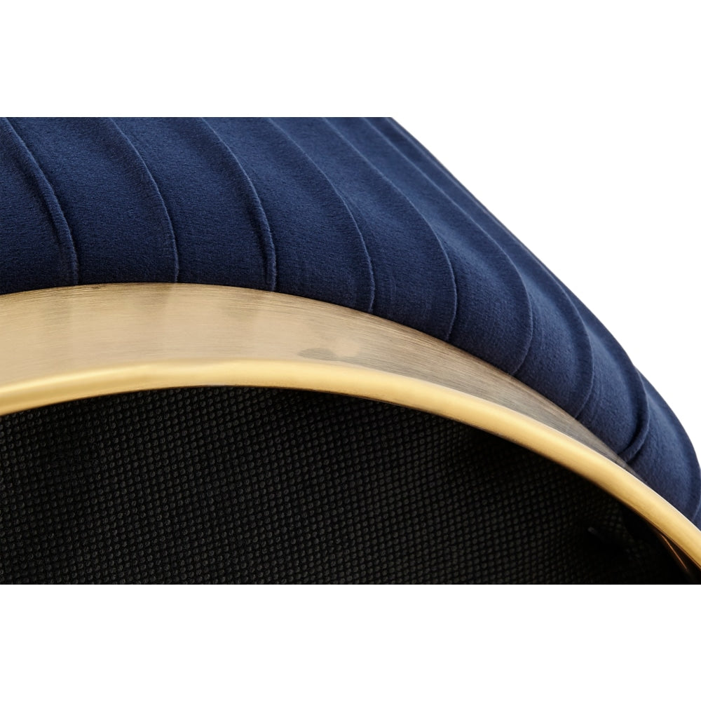 Panama Pleated Velvet Fabric Ottoman Bench Foot Stool - Navy Fast shipping On sale