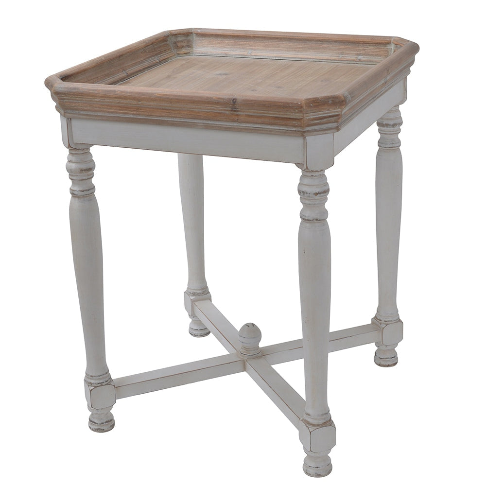 Pandora Shabby Chic Square Wooden Side Table - White/Natural Wall Art Fast shipping On sale