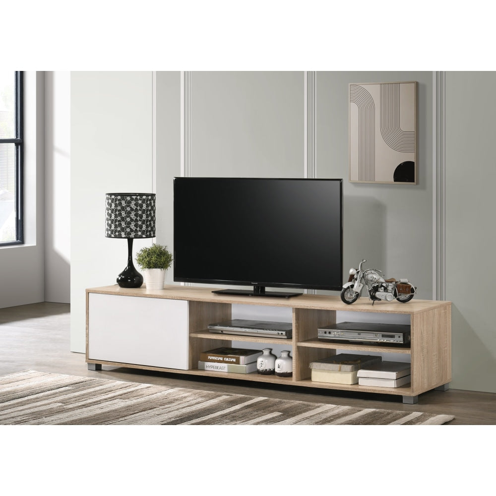 Parre Lowline Scandinavian Entertainement Unit TV Stand W/ 1-Door 180cm - Oak/White Fast shipping On sale