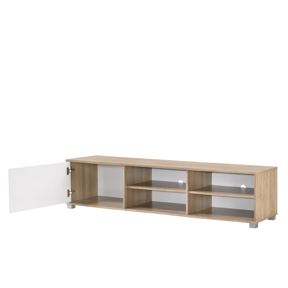 Parre Lowline Scandinavian Entertainement Unit TV Stand W/ 1-Door 180cm - Oak/White Fast shipping On sale