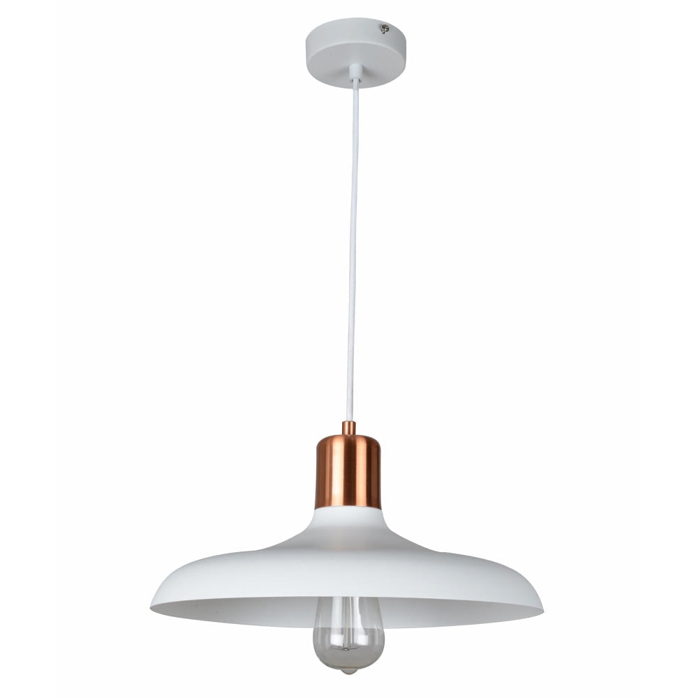 PASTEL Pendant Lamp Light Interior ES Matte White Dome with Copper Highlight OD400mm Fast shipping On sale