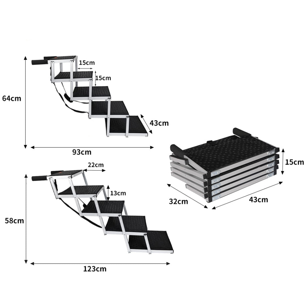 PaWz 5 Steps Dog Ramp Adjustable Height Stair Car Folding Portable Aluminium Cares Fast shipping On sale