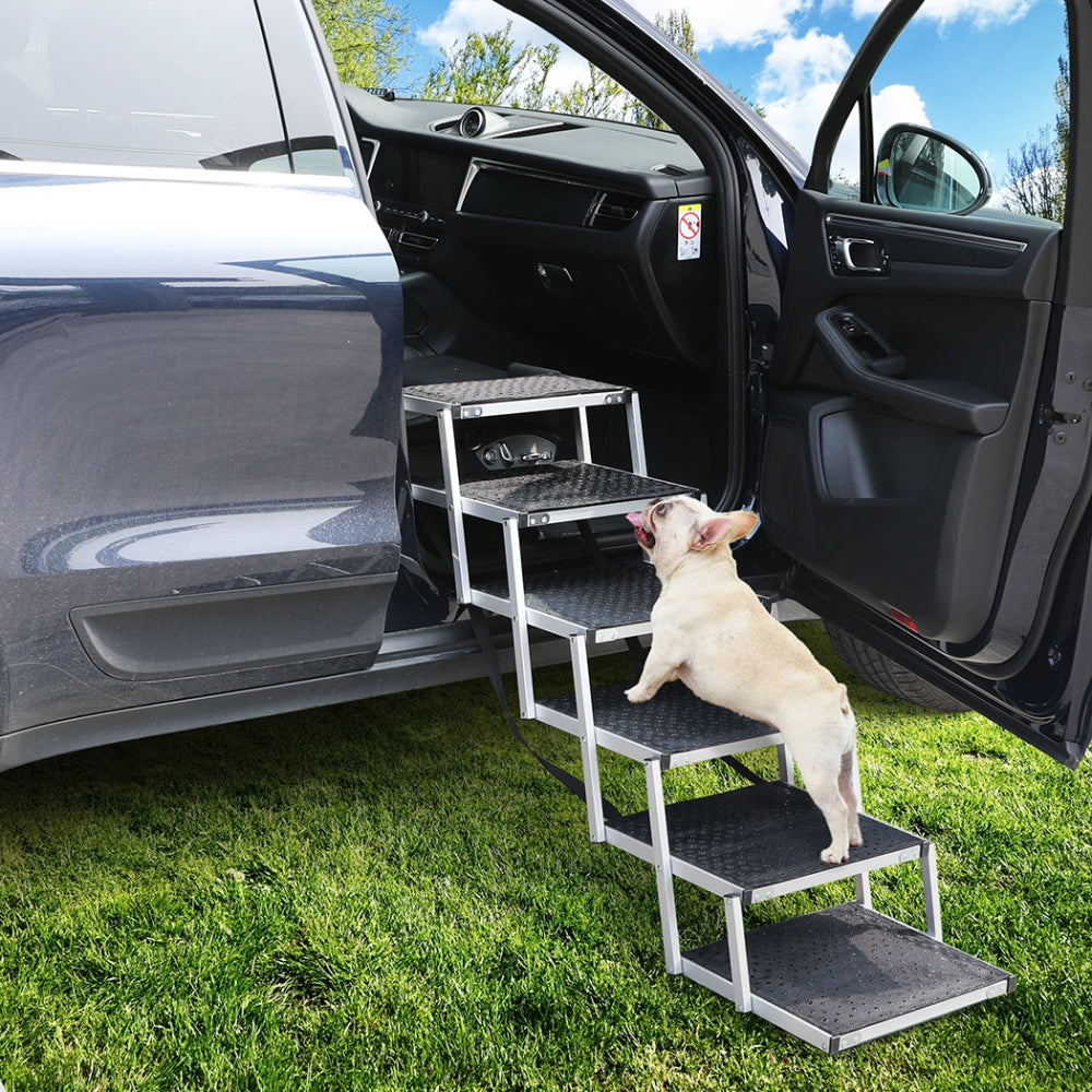 PaWz 6 Steps Dog Ramp Adjustable Height Stair Car Folding Portable Aluminium Cares Fast shipping On sale