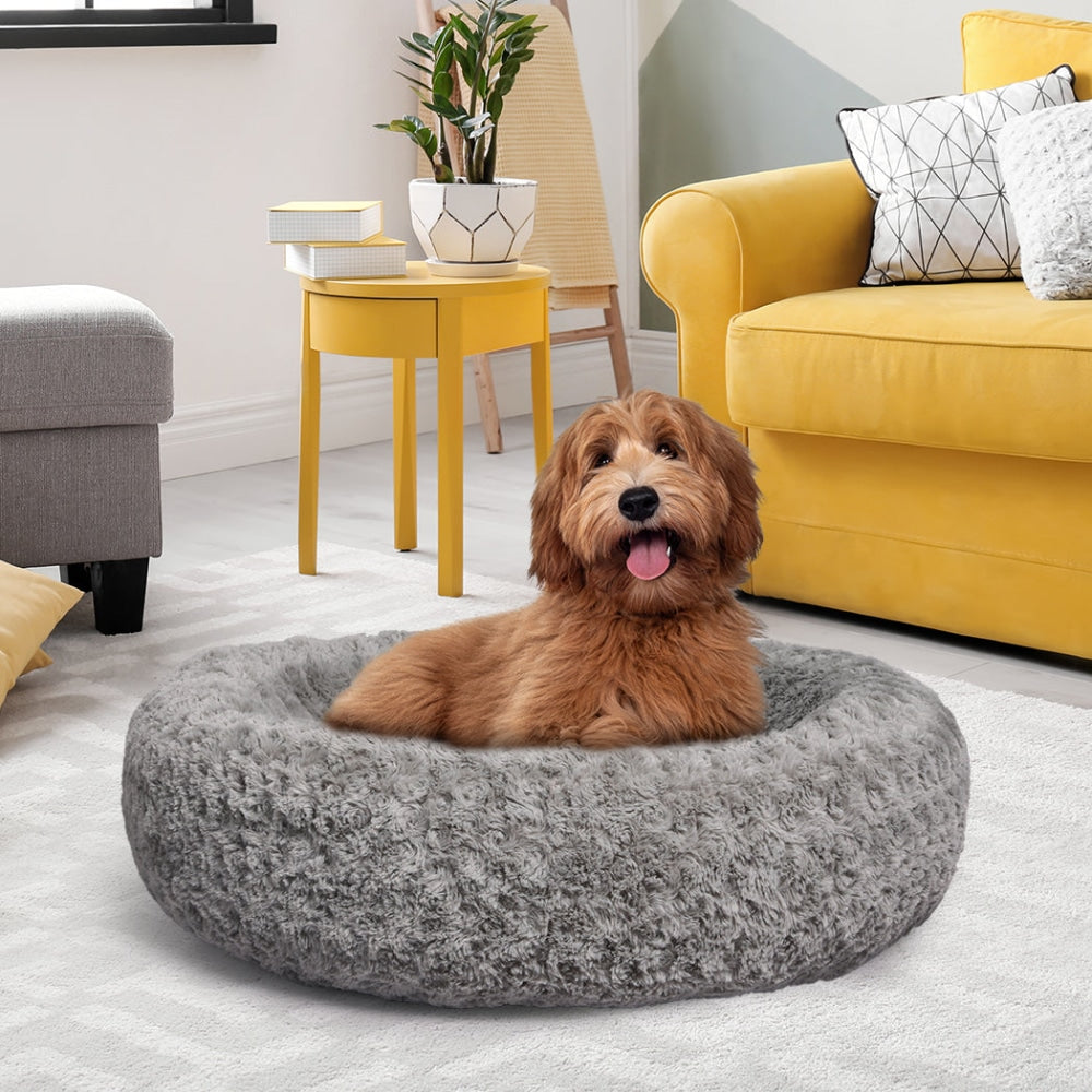 PaWz Calming Dog Bed Warm Soft Plush Sofa Pet Cat Cave Washable Portable Grey M Cares Fast shipping On sale