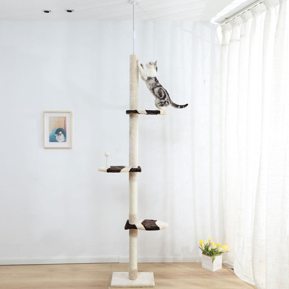 PaWz Cat Scratching Post Tree Condo Furniture Scratcher Tower 228-288 High Cream Cares Fast shipping On sale