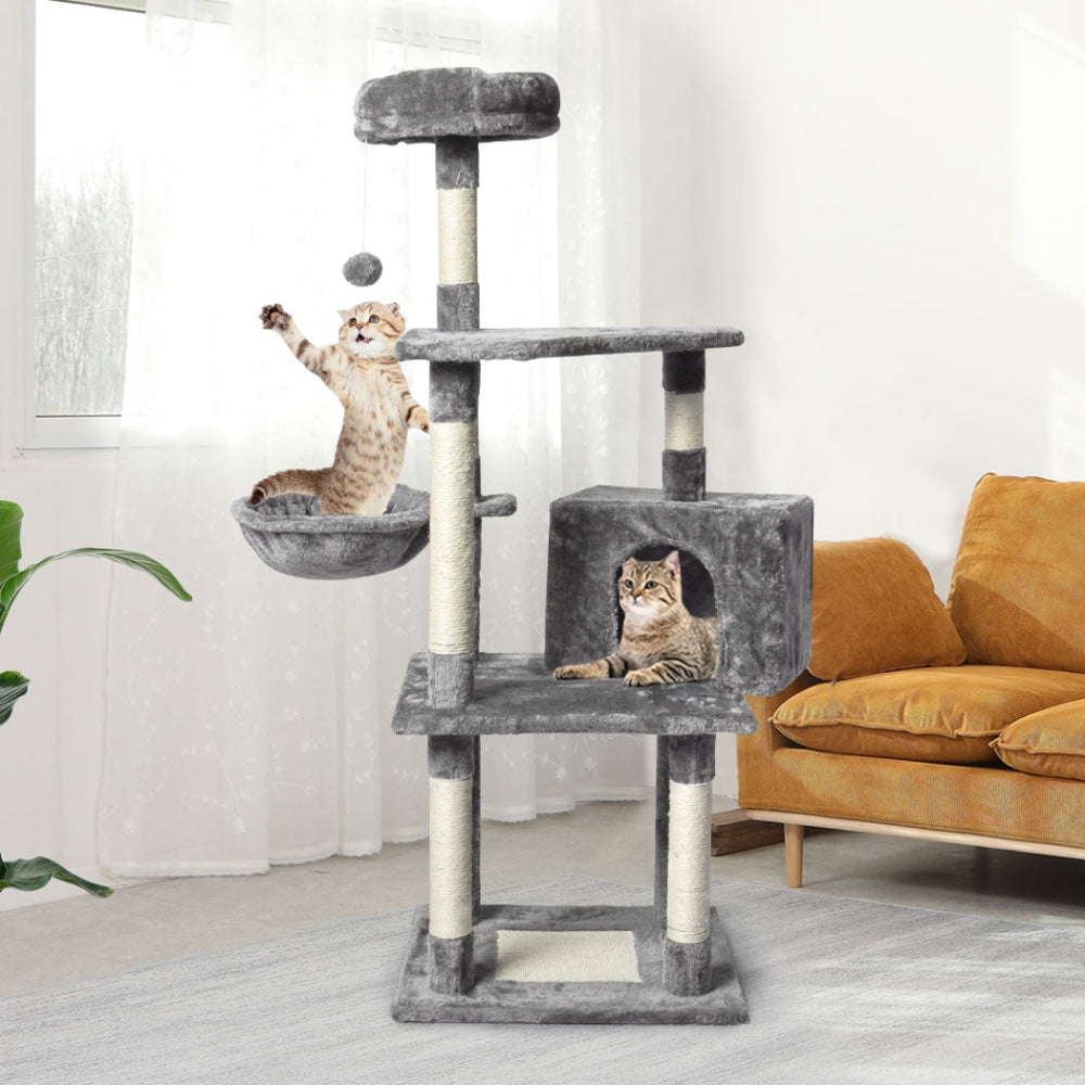 PaWz Cat Tree Toy Scratching Post Scratcher Tower Condo Wooden House Grey 130cm Cares Fast shipping On sale